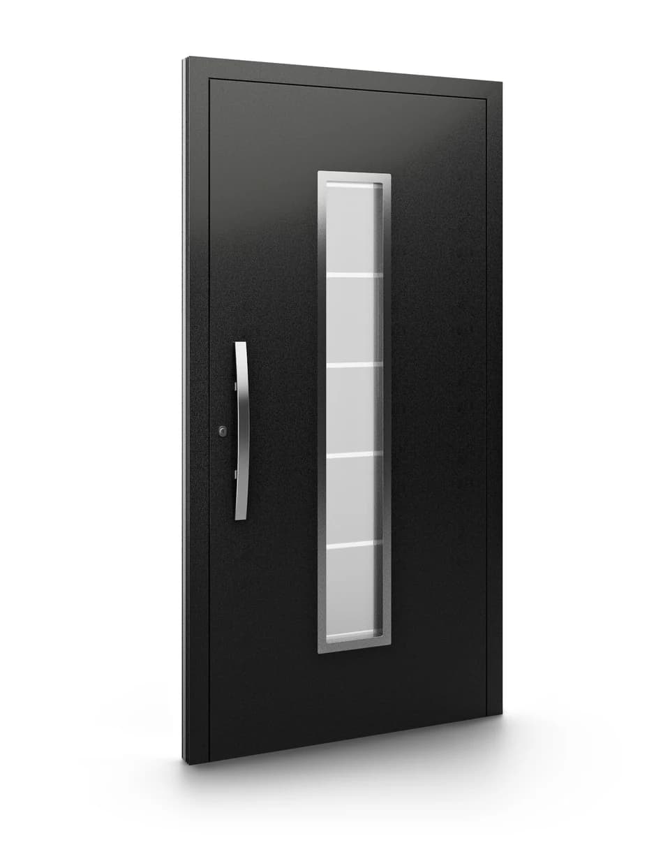 Eko-Okna Despiro DP01 aluminium buitendeur met verticale glasstrook en metalen greep
